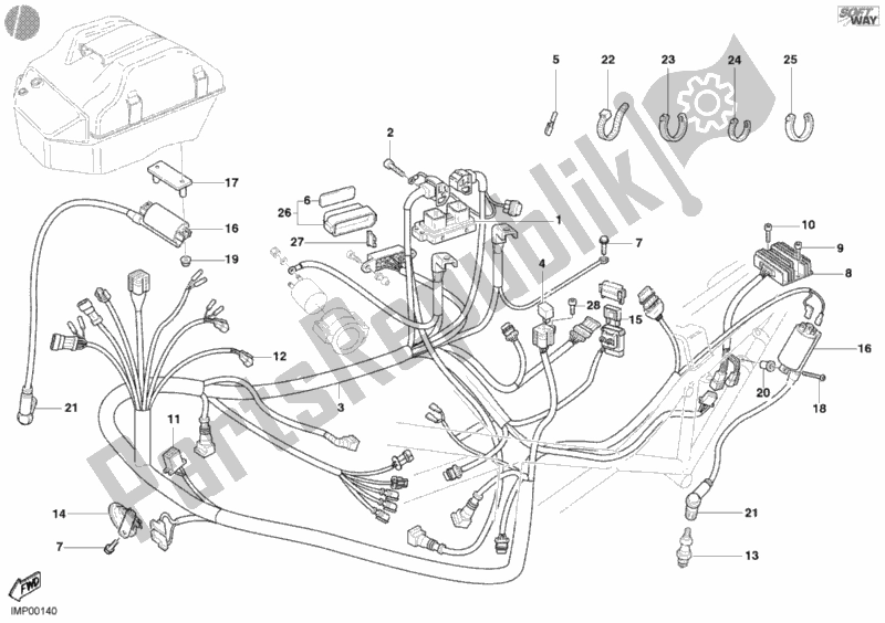 Alle onderdelen voor de Kabelboom van de Ducati Monster 400 Dark JAP 2005